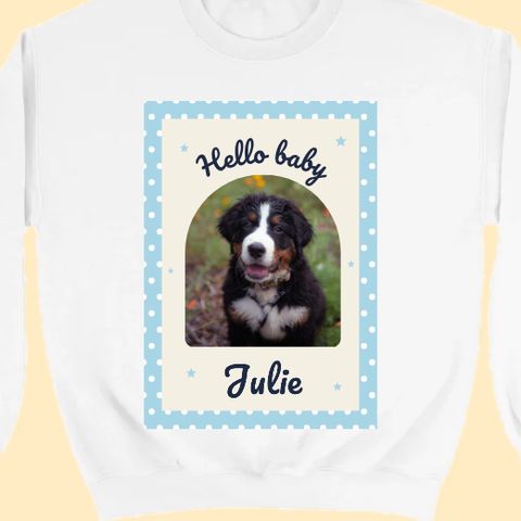 Thème Hello baby sur un sweat personnalisé avec une photo