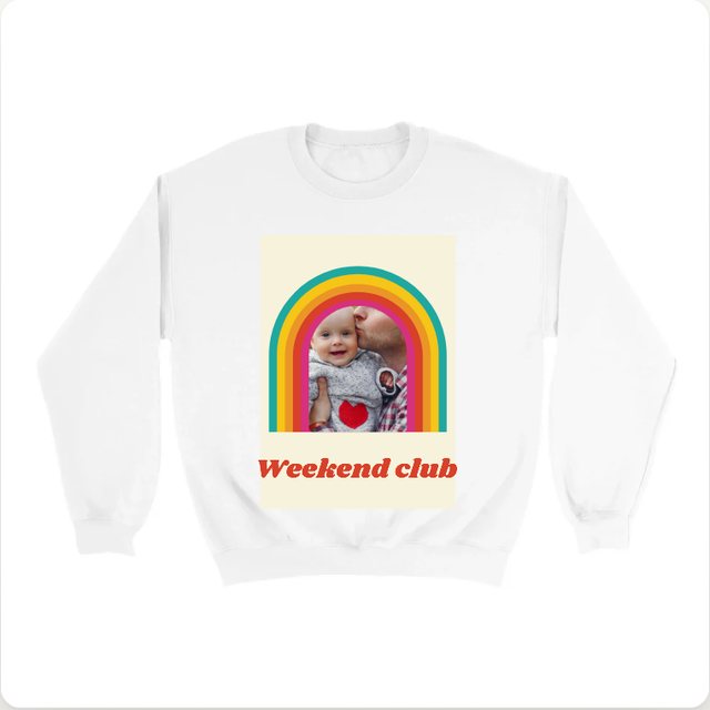 Seventies theme on a sweatshirt, personalised with a photo