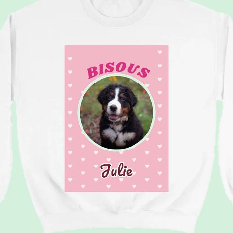 Thème Bisous sur un sweat personnalisé avec une photo