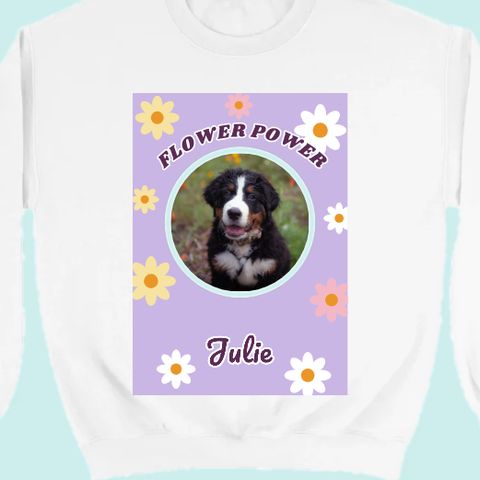 Thème Flower power sur un sweat personnalisé avec une photo