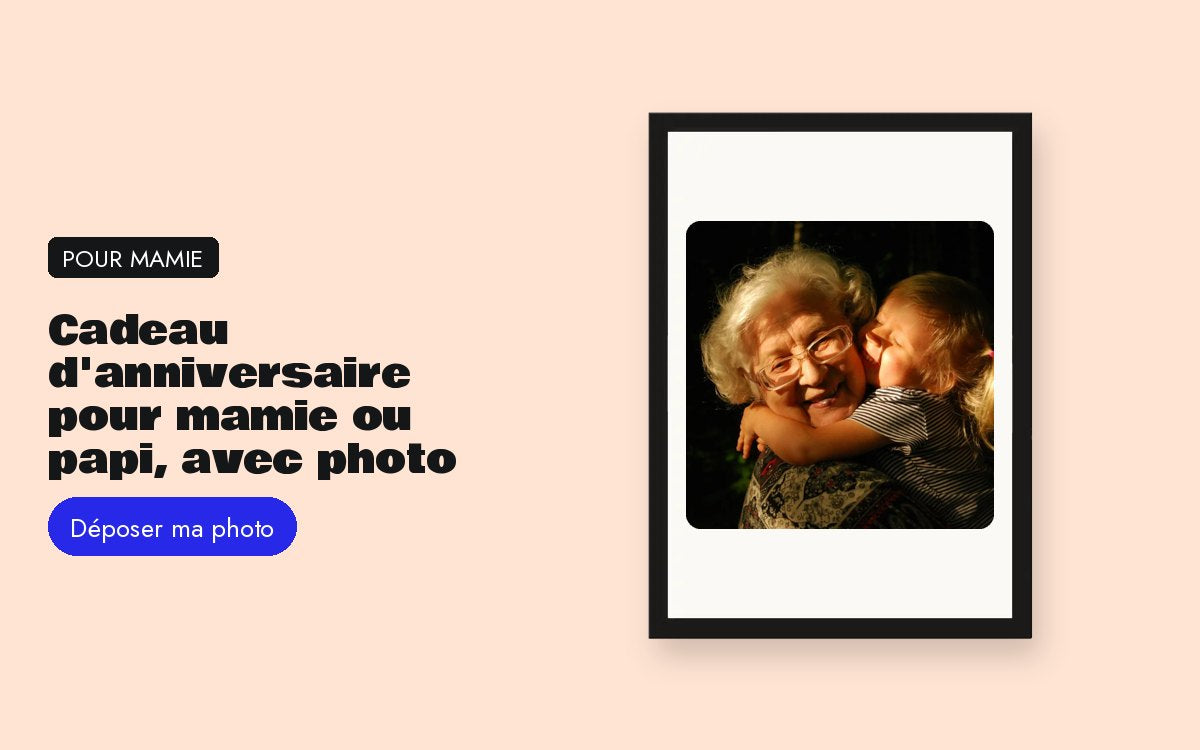 Produit personnalisé avec photo – Cadeau d'anniversaire pour mamie ou papi, avec photo