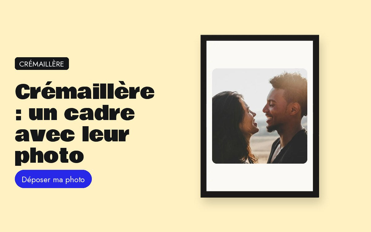 Cadre photo personnalisé avec photo – Pendaison de crémaillère : un cadre avec leur photo, pas une bougie de plus