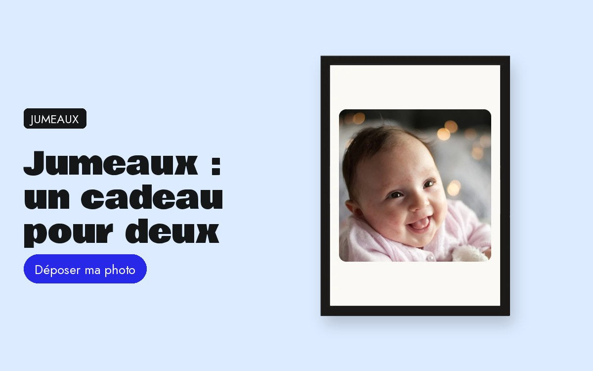 Cadre photo personnalisé avec photo – Naissance de jumeaux : un cadeau pour deux, avec leurs photos