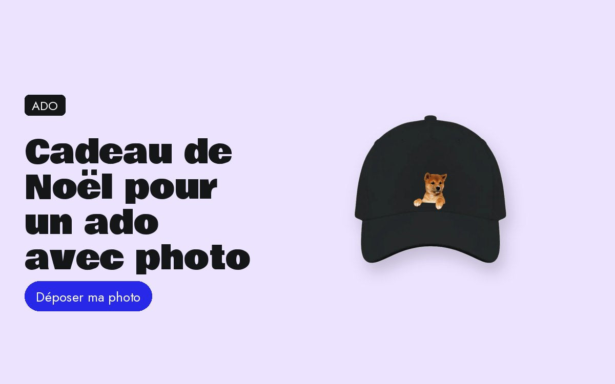 Casquette personnalisée avec photo – Cadeau de Noël pour un ado avec photo : casquette, bob, sans faire ringard