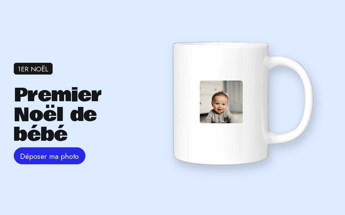 Mug personnalisé avec photo – Premier Noël de bébé : cadeaux photo pour parents et grands-parents