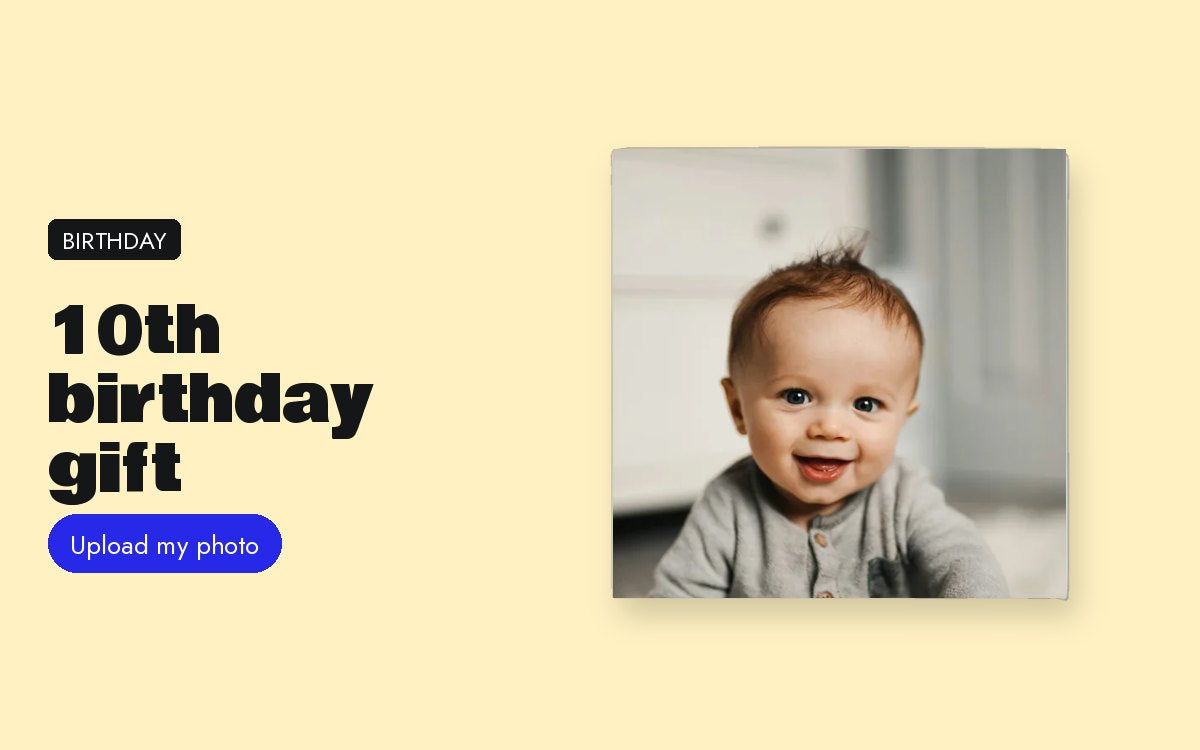 Custom canvas with your photo – 10th birthday gift: their room, their hot chocolate, their photo