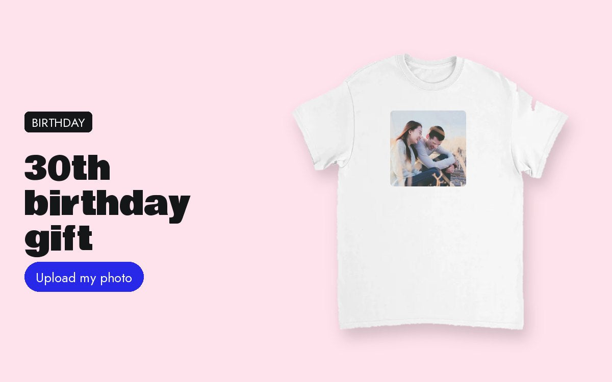 Custom t-shirt with your photo – 30th birthday gift: the party, the t-shirts, the gift from friends