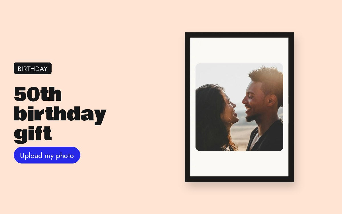 Custom framed print with your photo – 50th birthday gift: one big framed photo, from all the guests