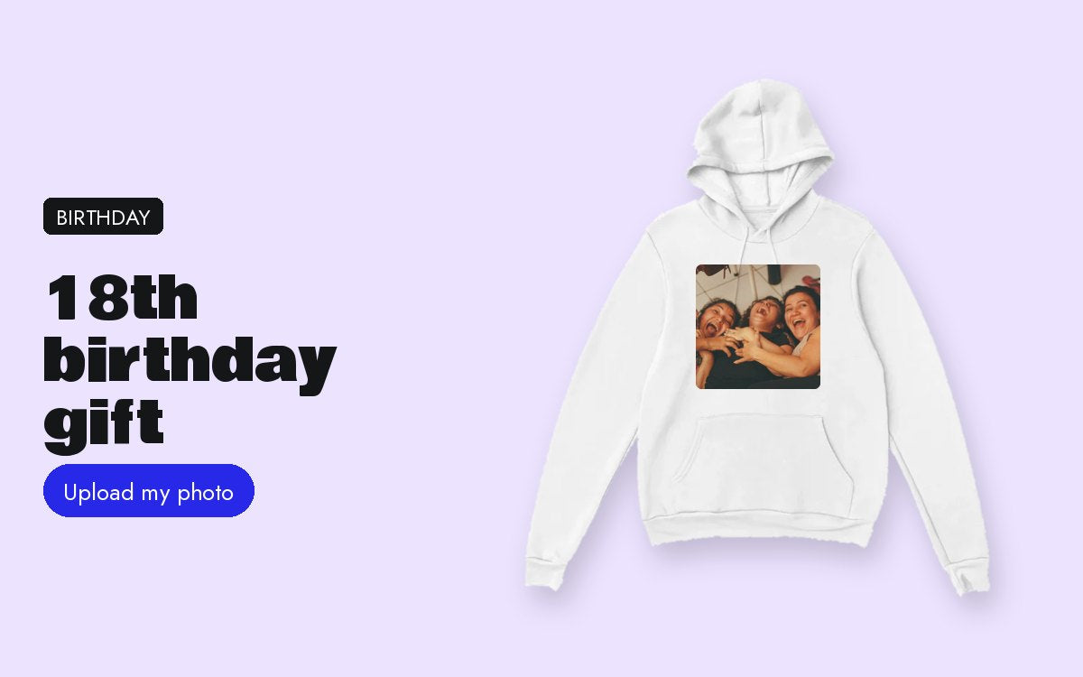 Custom hoodie with your photo – 18th birthday gift: the “then and now” photo