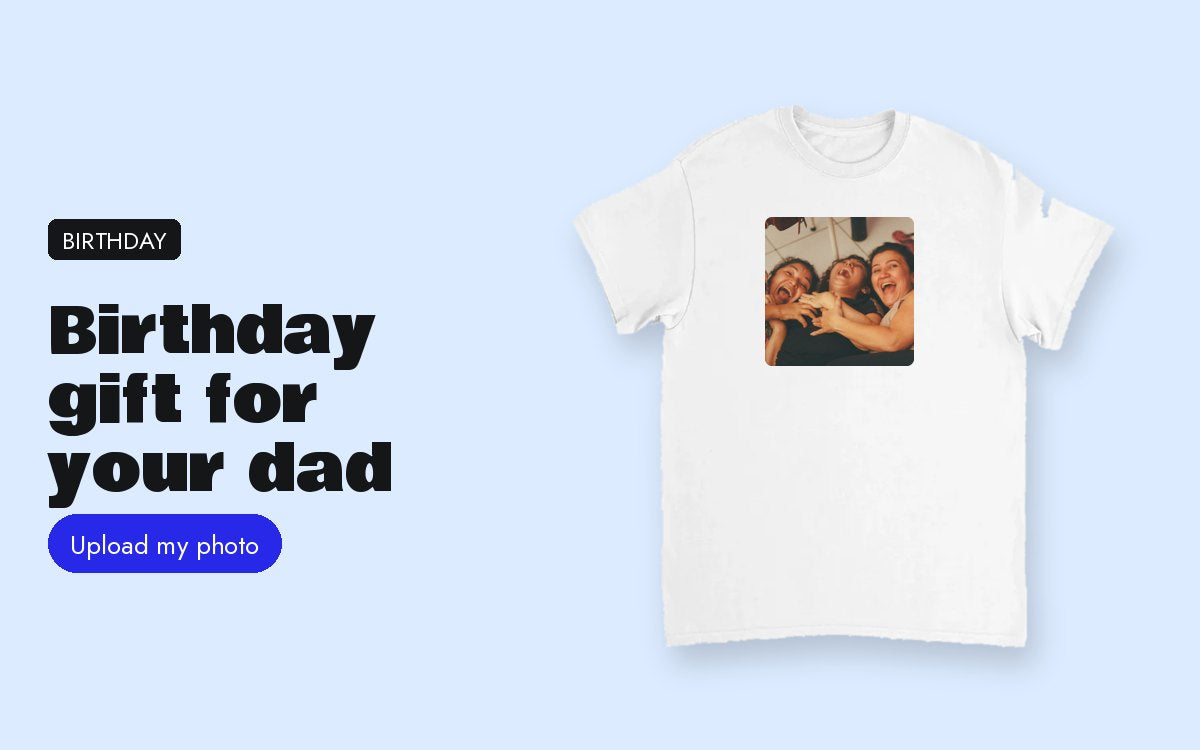 Custom t-shirt with your photo – Birthday gift for your dad: his hobby, his humour, his photo