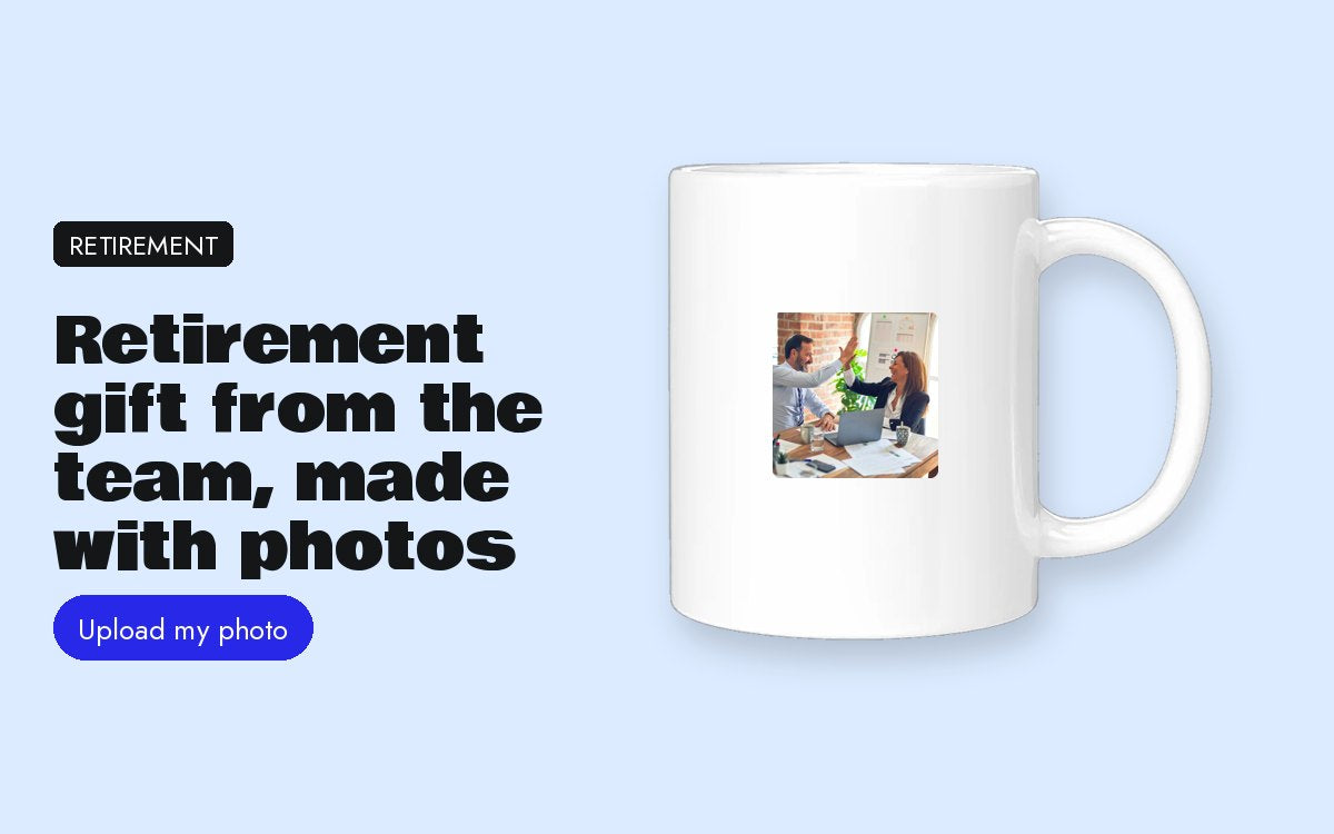 Custom mug with your photo – Retirement gift from the team, made with photos