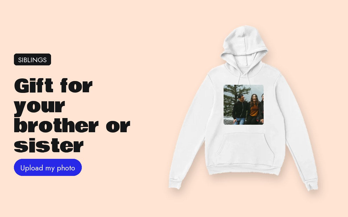 Custom hoodie with your photo – Gift for your brother or sister: the childhood photo and the in-joke