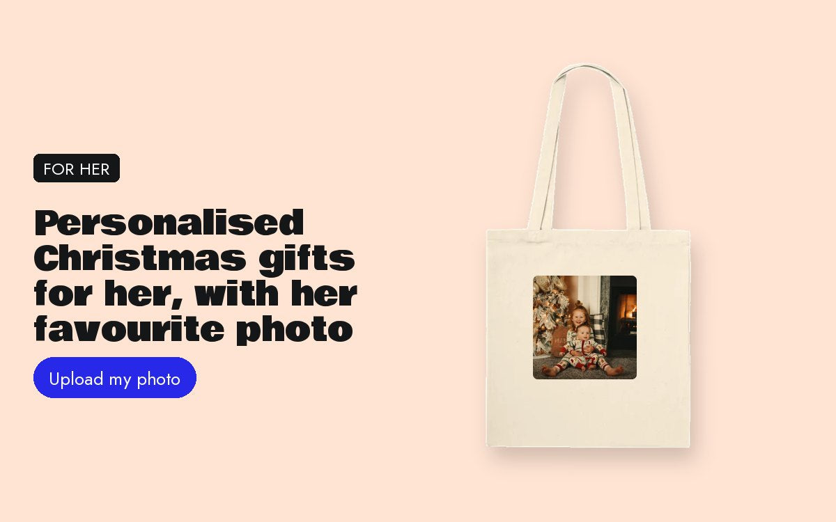 Personalised Christmas gifts for her, with her favourite photo