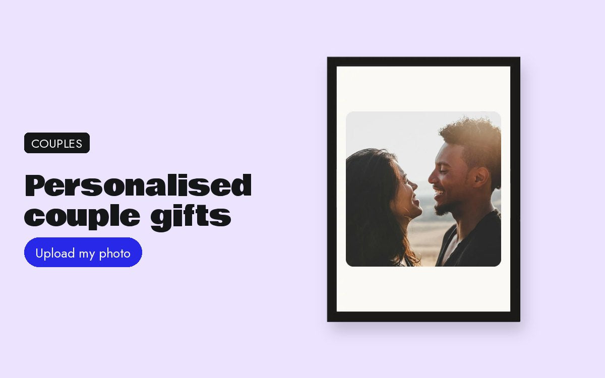 Personalised couple gifts: a frame, canvas or mugs with their photo