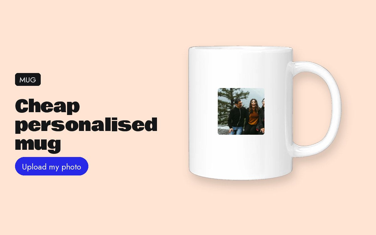 Cheap personalised mug: the real delivered price, no minimum