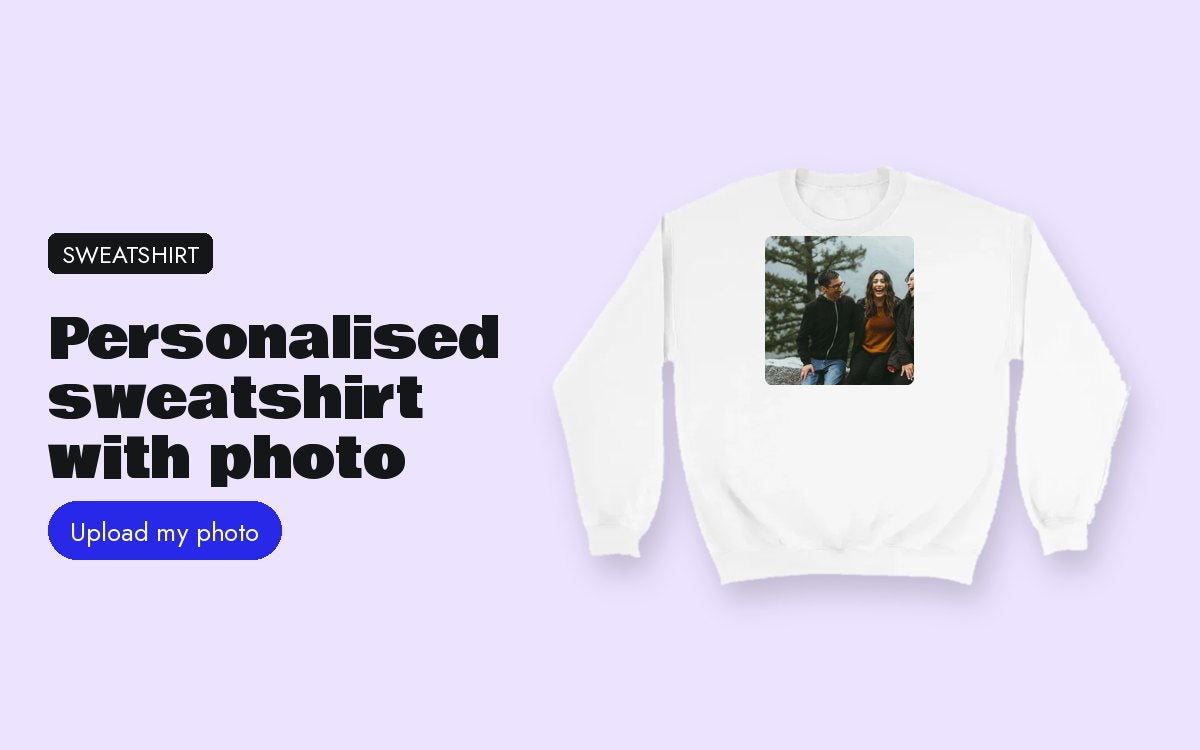 Personalised sweatshirt with photo: fabric, sizes, price, delivery
