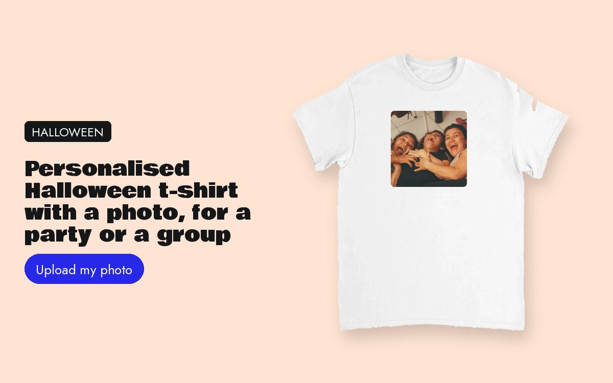 Personalised Halloween t-shirt with a photo, for a party or a group