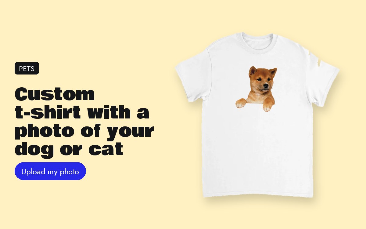 Custom t-shirt with your photo – Custom t-shirt with a photo of your dog or cat