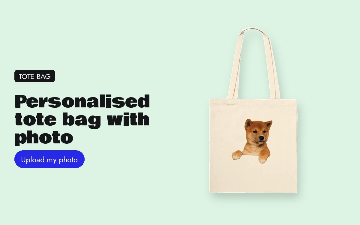 Personalised tote bag with photo: size, colours, price and ideas