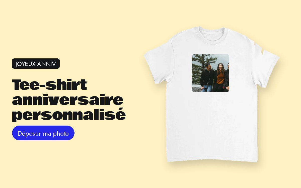 Produit personnalisé avec photo – Tee-shirt anniversaire personnalisé
